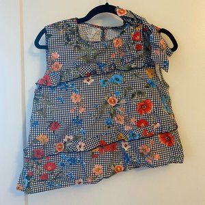 Zara Checkered Floral Top